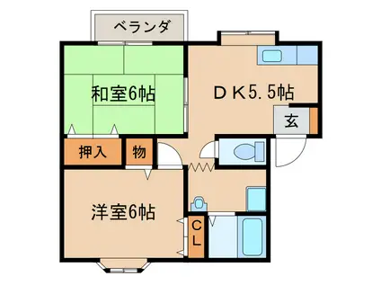 メゾンセキIII(2DK/1階)の間取り写真