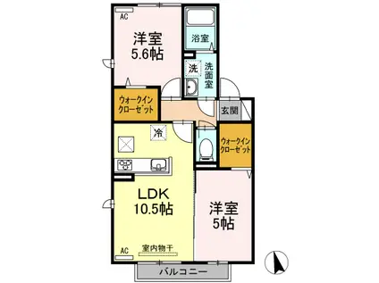 メリールージュ(2LDK/1階)の間取り写真