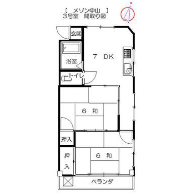 メゾン中山(2DK/2階)の間取り写真