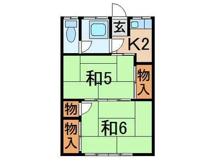 福美荘D(2K/2階)の間取り写真