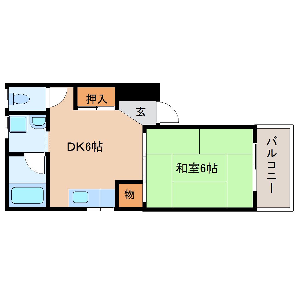 ルミエール明日香(1DK/3階)の間取り写真