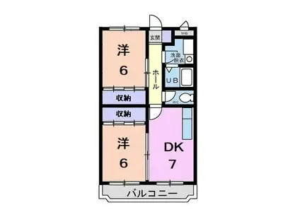 サンライズマンション(2DK/4階)の間取り写真