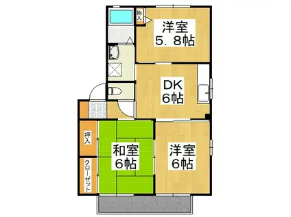 メゾン・マスカット A棟(3DK/1階)の間取り写真