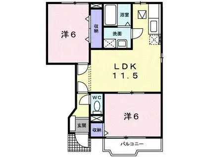 サンライズオアシスD(2LDK/1階)の間取り写真