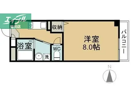 イーグルII(1K/2階)の間取り写真