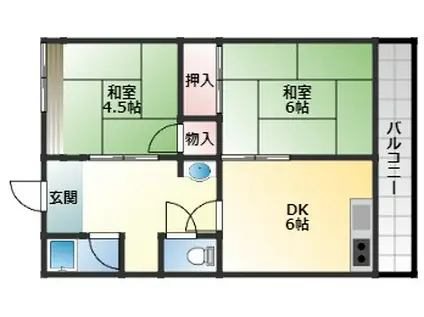 コーポサカエ(2DK/2階)の間取り写真
