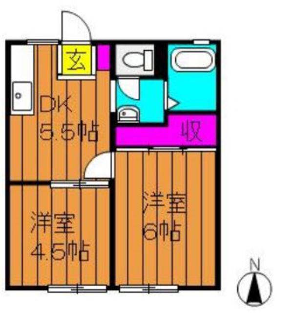 中庄サンプラザB棟(2DK/2階)の間取り写真