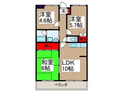 ベルメゾン武蔵浦和(3LDK/4階)の間取り写真
