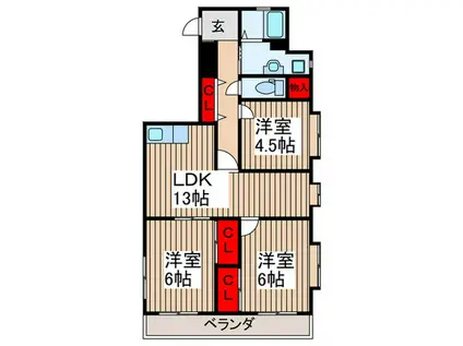 MKマンション(3LDK/3階)の間取り写真