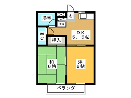 ユニティー武蔵野台(2DK/3階)の間取り写真