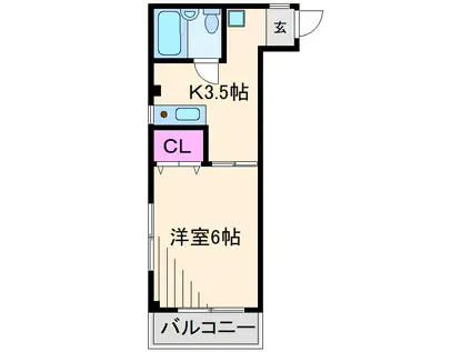翔平ハイツ(1K/2階)の間取り写真