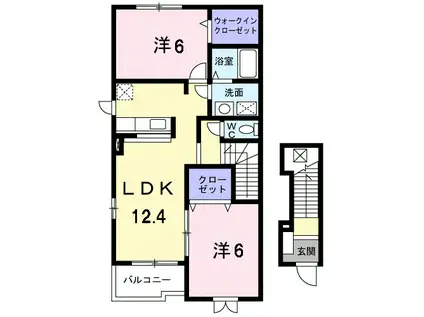 ビーナスムーンI(2LDK/2階)の間取り写真