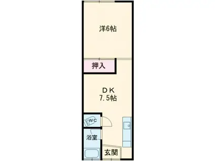 木村アパート(1DK/2階)の間取り写真
