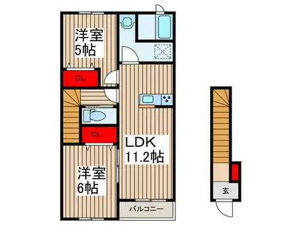 リーブルファイン三郷新和(2LDK/2階)の間取り写真