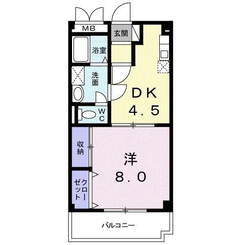 グランパス21(1DK/4階)の間取り写真