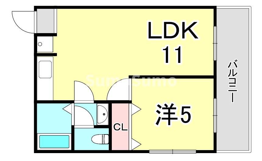 寿ハイツ(1LDK/3階)の間取り写真