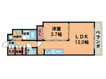 アーバンテラスアベノ(1LDK/1階)の間取り写真