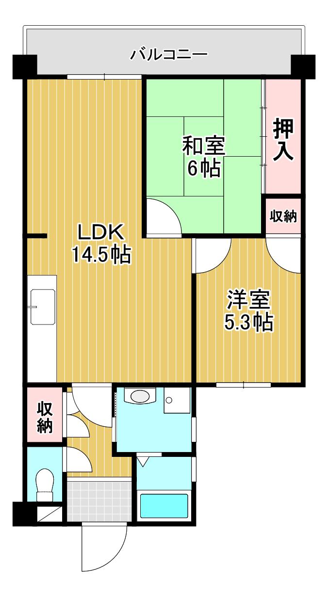 第17共立ビル(2LDK/13階)の間取り写真
