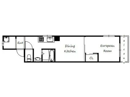 KMコート(1DK/2階)の間取り写真