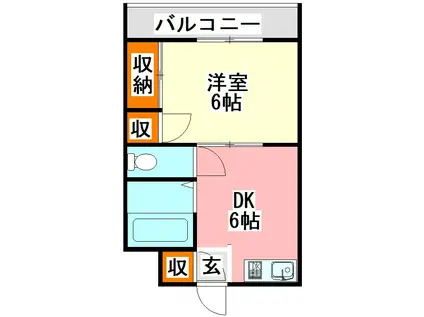 コーポラス和(1DK/3階)の間取り写真