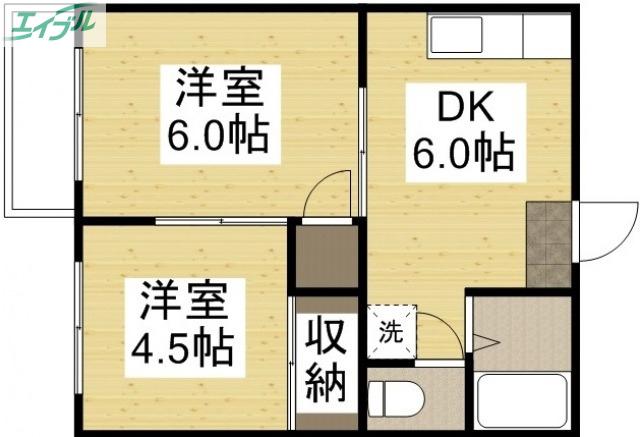 コーポラスすみれ(2DK/1階)の間取り写真
