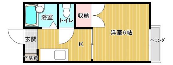 メゾンゆたか(1K/2階)の間取り写真