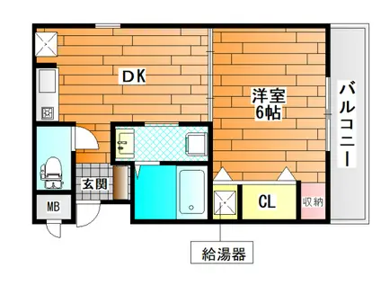 近鉄長野線 喜志駅 徒歩3分 3階建 築21年(1DK/2階)の間取り写真