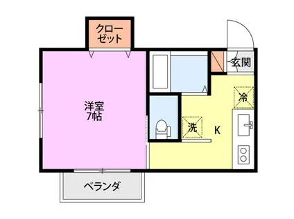 プリオールII(1K/2階)の間取り写真