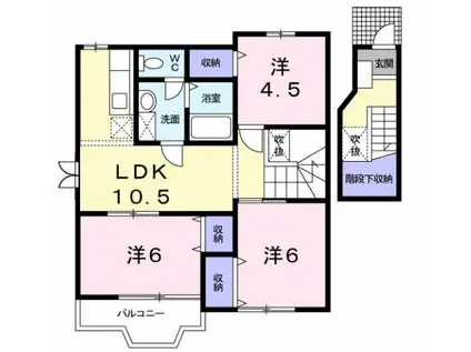 ソレイユ・ルヴァンB棟(3LDK/2階)の間取り写真