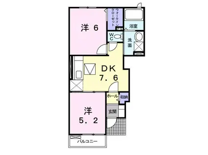 ブライトン(2DK/1階)の間取り写真