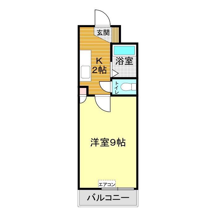 グランドヒルズF1(1K/4階)の間取り写真