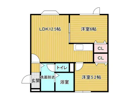 エトワール若山(2LDK/2階)の間取り写真