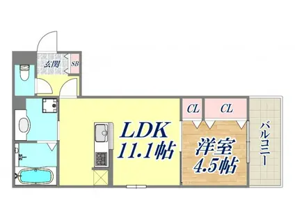 BOWLZ KOBE 兵庫町(1LDK/1階)の間取り写真