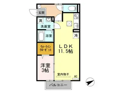 ユイマールガーデンIII(1LDK/1階)の間取り写真