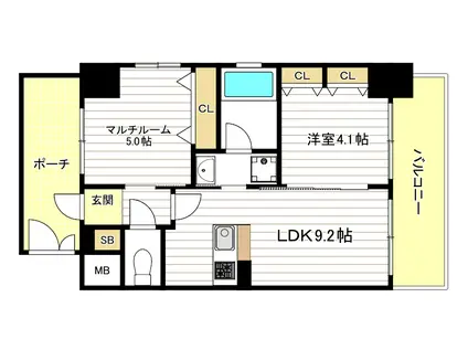 エステムコート阿波座プレミアム(2DK/11階)の間取り写真