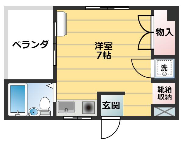 久米ハイム(ワンルーム/3階)の間取り写真