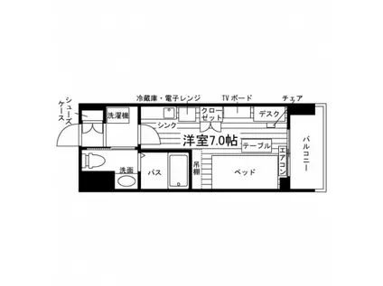 学生会館 アルク河原町(ワンルーム/1階)の間取り写真