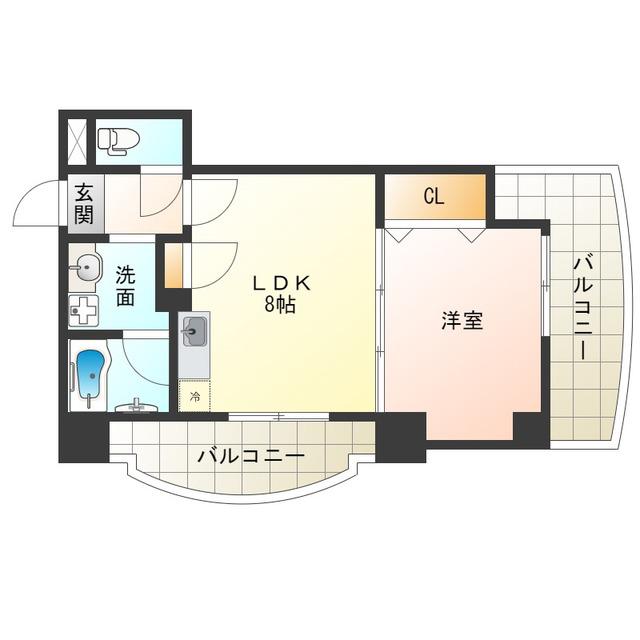 アルプス西梅田(1LDK/9階)の間取り写真
