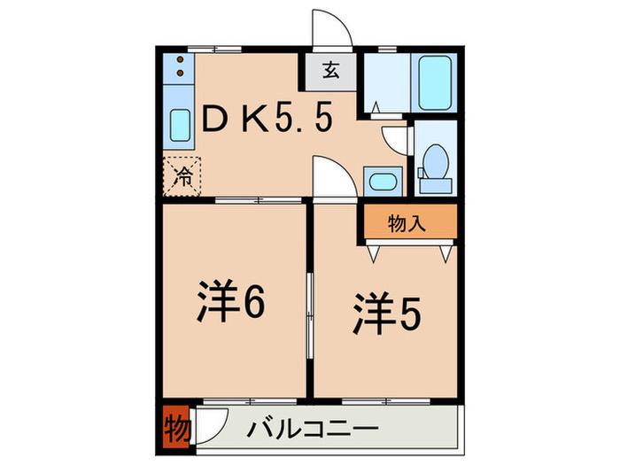 南マンション(2DK/4階)の間取り写真