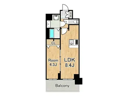 ファステート大正駅前トロフィ(1LDK/14階)の間取り写真