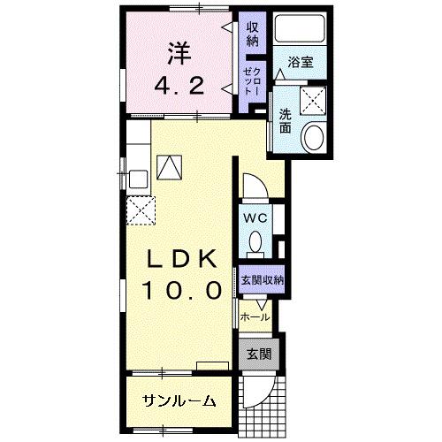 パインフィールド(1LDK/1階)の間取り写真