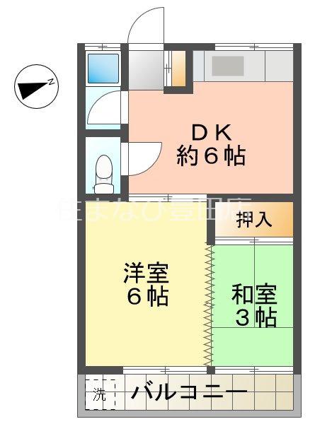 第1マンション龍(2DK/2階)の間取り写真