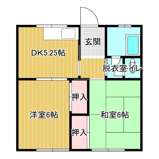コットンハイツ(2DK/2階)の間取り写真
