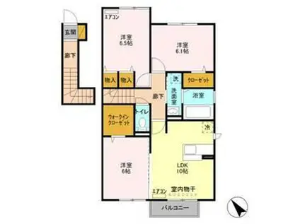 グランドゥール大野原 II(3LDK/2階)の間取り写真