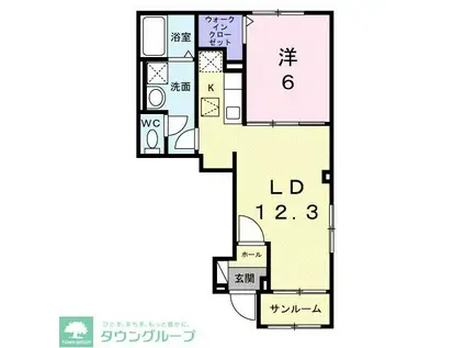 ドルチェビータ III(1LDK/1階)の間取り写真