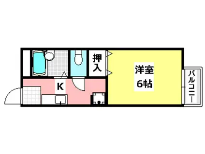 ウィンヒル上郡II(1K/2階)の間取り写真