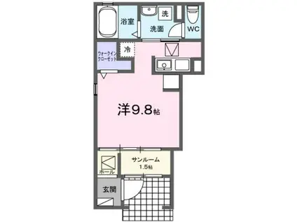 ETERNO SORA(ワンルーム/1階)の間取り写真