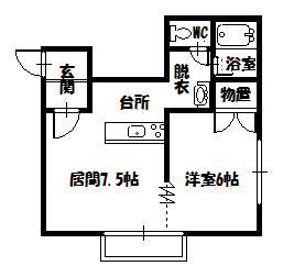 イーグル311(1DK/7階)の間取り写真
