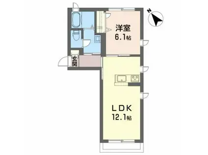 ル・ポール KOMENO(1LDK/1階)の間取り写真