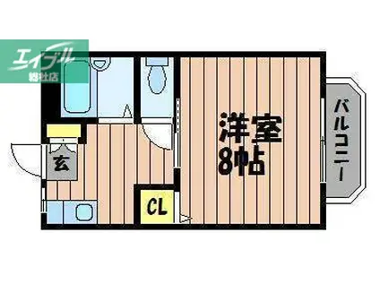 サンサンアイB棟(1K/2階)の間取り写真